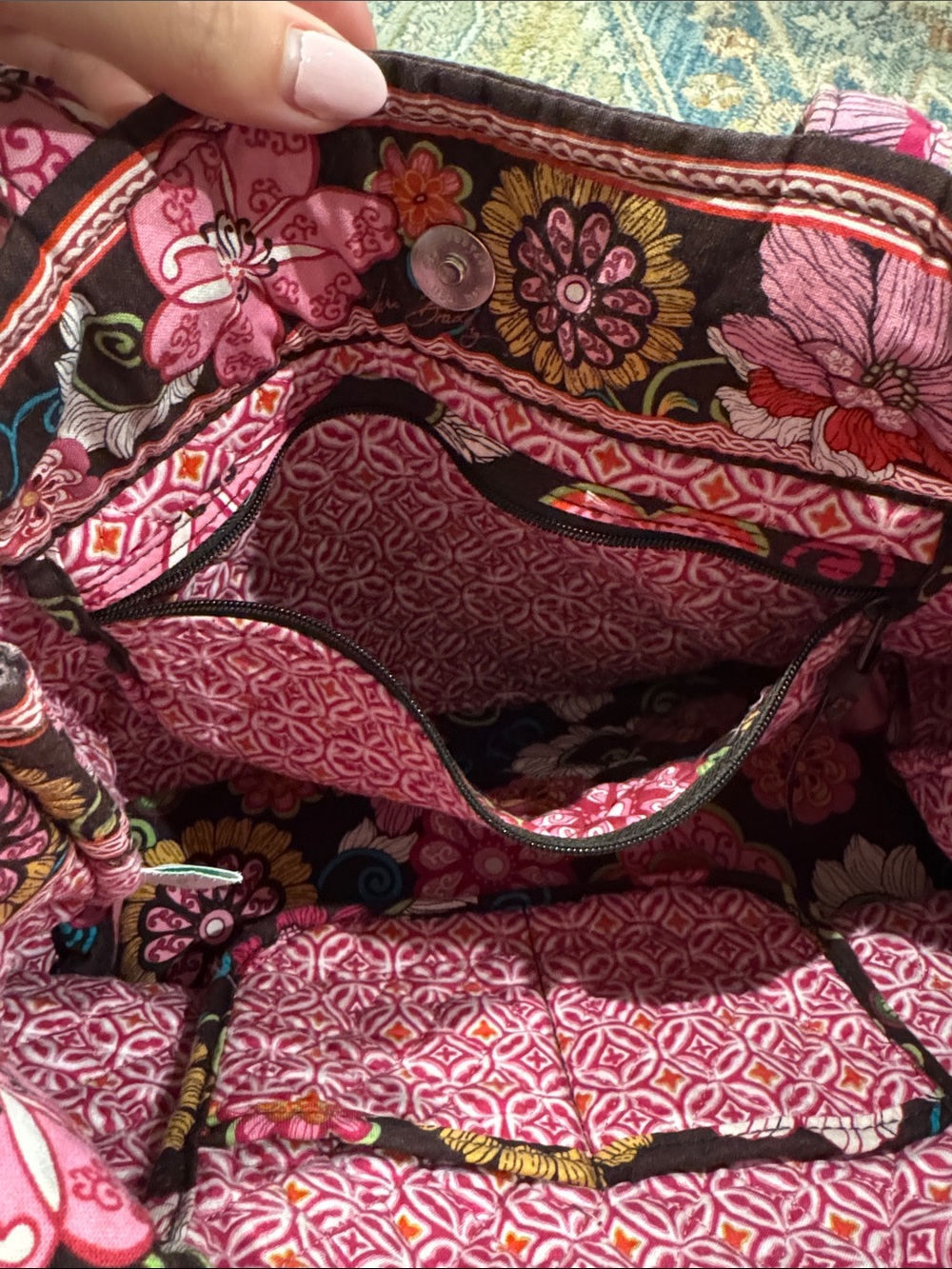 Authentic Vera Bradley Mod Pink Floral Tote - Picture 3 of 5
